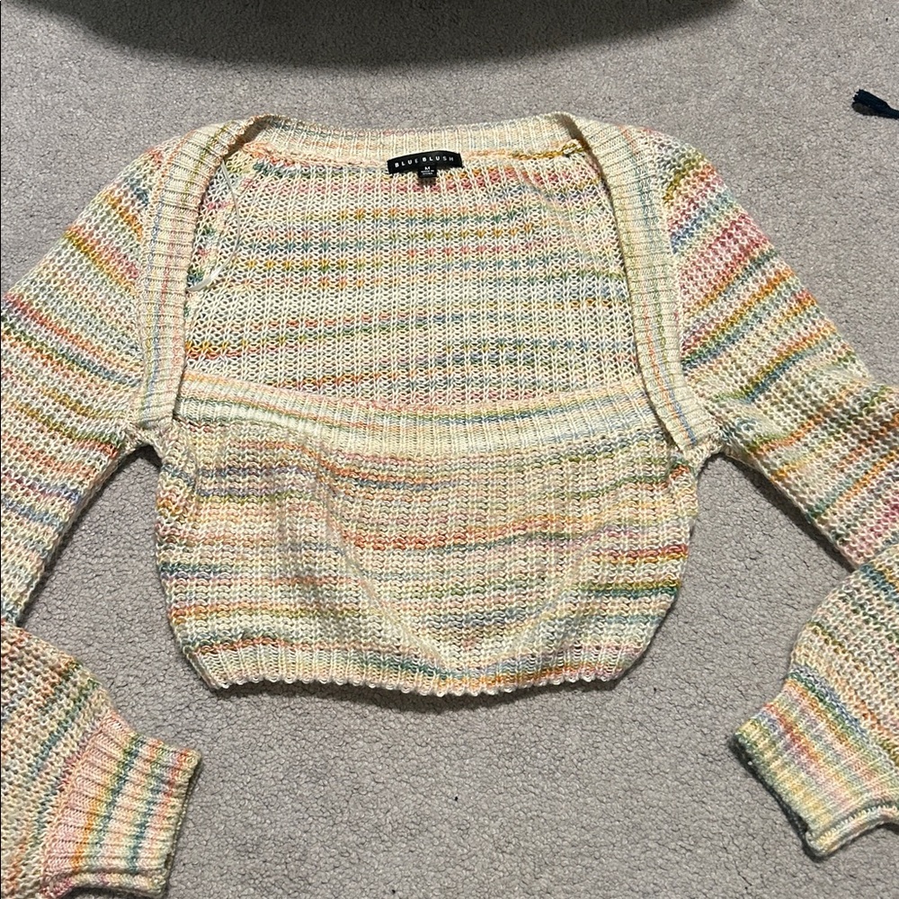 Cropped pastel knit sweater